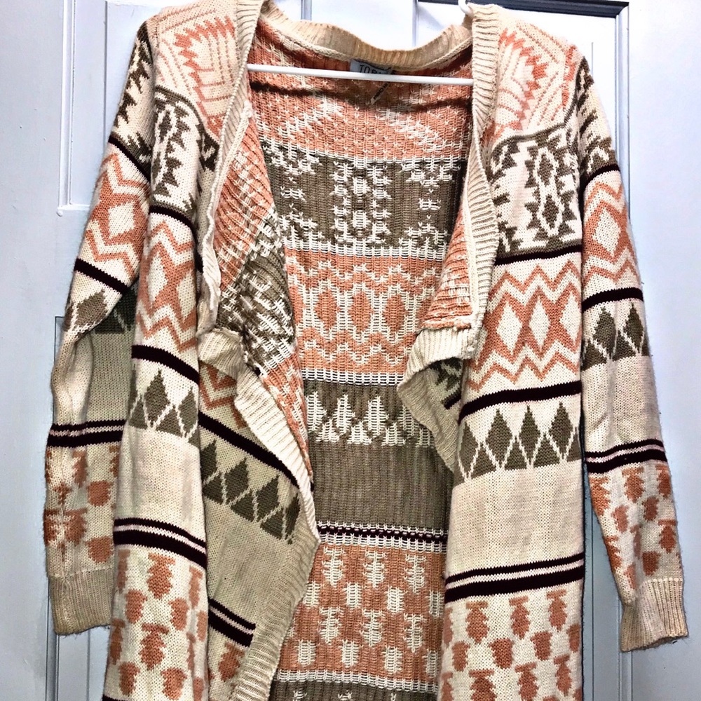 TOBI Aztec sweater open style thick cardigan